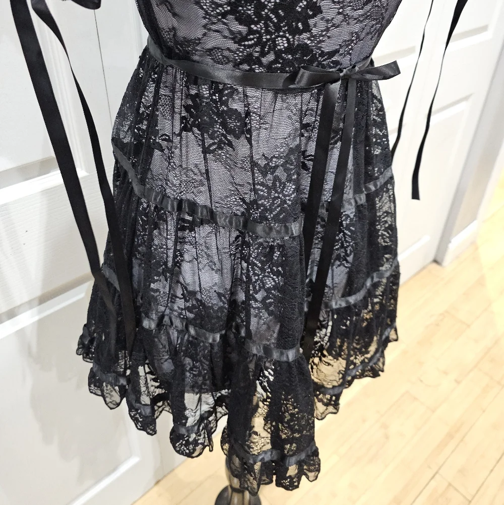 Dolls Kill Sexy Goth Lace House On The Hill Little Black Babydoll Mini Dress S - Picture 8 of 14